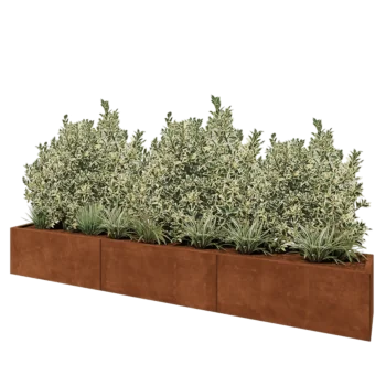 Kortena tērauda puķu kaste XXL - Taisnstūris - 300 x 40 x 40 cm - Ar pamatplati
