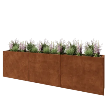 Kortena tērauda puķu kaste XXL - Taisnstūris - 300 x 40 x 80 cm - Bez pamatplates
