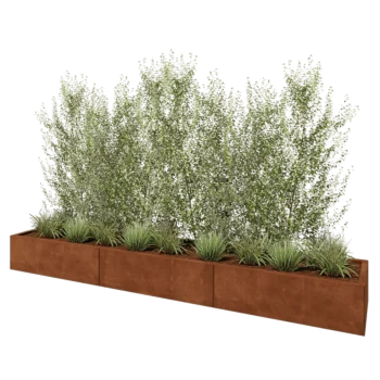 Kortena tērauda puķu kaste XXL - Taisnstūris - 300 x 50 x 30 cm - Ar pamatplati