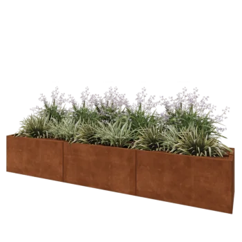 Kortena tērauda puķu kaste XXL - Taisnstūris - 300 x 50 x 50 cm - Ar pamatplati