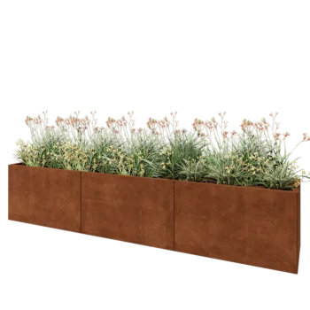 Kortena tērauda puķu kaste XXL - Taisnstūris - 300 x 50 x 60 cm - Bez pamatplates