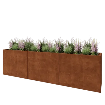 Kortena tērauda puķu kaste XXL - Taisnstūris - 300 x 50 x 80 cm - Bez pamatplates
