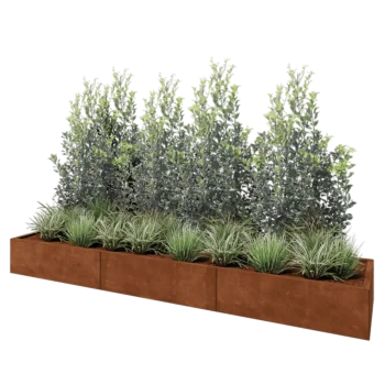 Kortena tērauda puķu kaste XXL - Taisnstūris - 300 x 60 x 30 cm - Bez pamatplates