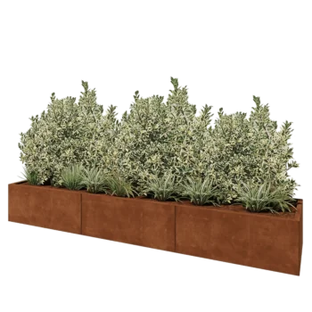 Kortena tērauda puķu kaste XXL - Taisnstūris - 300 x 60 x 40 cm - Bez pamatplates