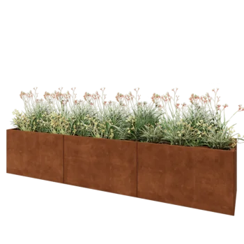 Kortena tērauda puķu kaste XXL - Taisnstūris - 300 x 60 x 60 cm - Ar pamatplati