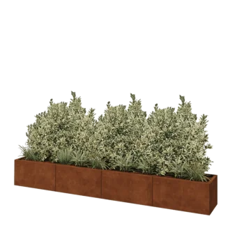 Kortena tērauda puķu kaste XXL - Taisnstūris - 320 x 40 x 40 cm - Ar pamatplati