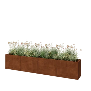 Kortena tērauda puķu kaste XXL - Taisnstūris - 320 x 40 x 60 cm - Ar pamatplati
