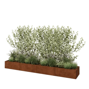 Kortena tērauda puķu kaste XXL - Taisnstūris - 320 x 50 x 30 cm - Ar pamatplati
