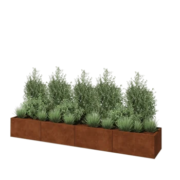 Kortena tērauda puķu kaste XXL - Taisnstūris - 320 x 50 x 40 cm - Bez pamatplates