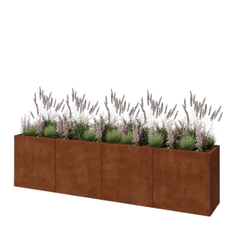 Kortena tērauda puķu kaste XXL - Taisnstūris - 320 x 50 x 80 cm - Ar pamatplati