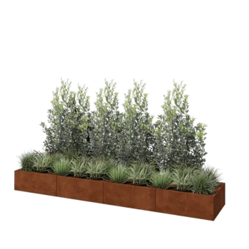 Kortena tērauda puķu kaste XXL - Taisnstūris - 320 x 60 x 30 cm - Ar pamatplati