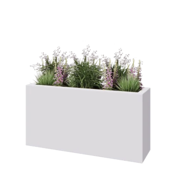 Stikla šķiedras puķu kaste - Taisnstūris - 120 x 30 x 60 cm - RAL9010 matēts (balts) - Ar dibenu