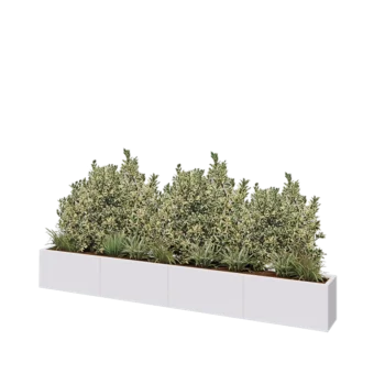 Tērauda puķu kaste XXL - Taisnstūris - 320 x 30 x 40 cm - RAL9010 matēts (balts) - Ar pamatplati