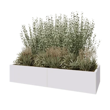 Tērauda puķu kaste XXL - Taisnstūris - 200 x 80 x 40 cm - RAL9010 matēts (balts) - Ar pamatplati