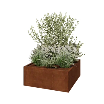 Kortena tērauda puķu kaste - Kvadrāts - 100 x 100 x 40 cm - Bez pamatplates