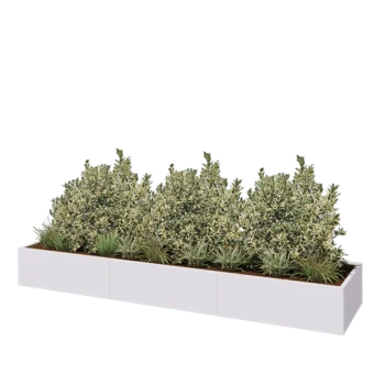 Tērauda puķu kaste XXL - Taisnstūris - 360 x 80 x 40 cm - RAL9010 matēts (balts) - Bez pamatplates