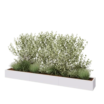 Tērauda puķu kaste XXL - Taisnstūris - 360 x 40 x 30 cm - RAL9010 matēts (balts) - Bez pamatplates