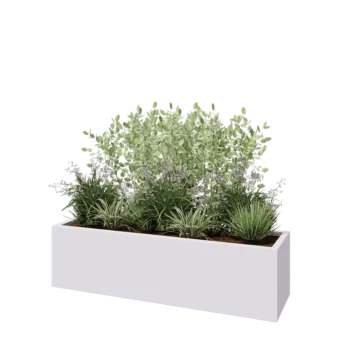 Stikla šķiedras puķu kaste - Taisnstūris - 150 x 40 x 40 cm - RAL9010 matēts (balts) - Ar dibenu