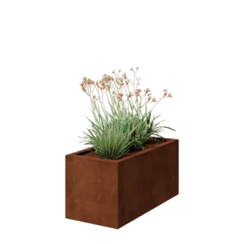 Kortena tērauda puķu kaste - Taisnstūris - 100 x 50 x 50 cm - Metināts - Ar pamatplati