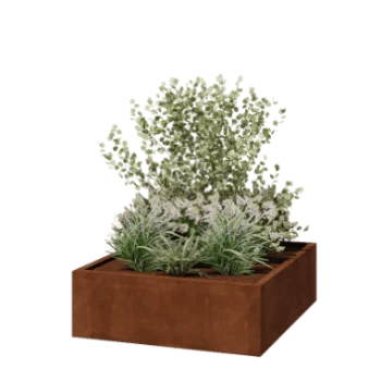 Kortena tērauda puķu kaste - Kvadrāts - 120 x 120 x 40 cm - Metināts - Bez pamatplates