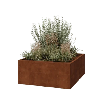 Kortena tērauda puķu kaste - Kvadrāts - 140 x 140 x 60 cm - Metināts - Bez pamatplates