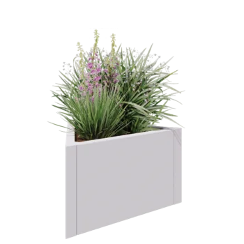 Tērauda puķu kaste - Trīsstūris Vienāds - 70,6 x 61 x 40 cm - RAL9010 matēts (balts) - Bez pamatplates