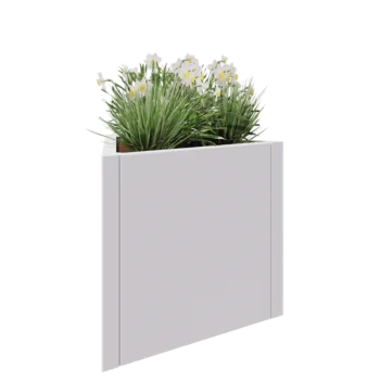 Tērauda puķu kaste - Trīsstūris Vienāds - 70,6 x 61 x 60 cm - RAL9010 matēts (balts) - Bez pamatplates