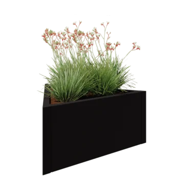 Tērauda puķu kaste - Trīsstūris Vienāds - 90,6 x 78,3 x 40 cm - RAL9005 matēts (melns) - Bez pamatplates