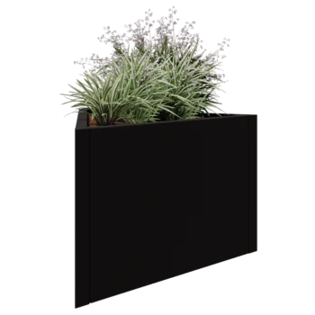 Tērauda puķu kaste - Trīsstūris Vienāds - 90,6 x 78,3 x 60 cm - RAL9005 matēts (melns) - Bez pamatplates
