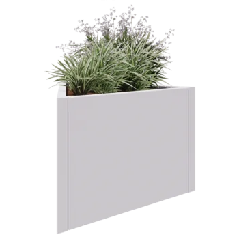 Tērauda puķu kaste - Trīsstūris Vienāds - 90,6 x 78,3 x 60 cm - RAL9010 matēts (balts) - Bez pamatplates