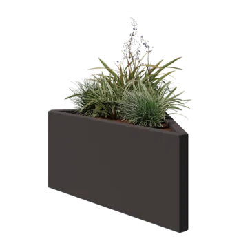 Tērauda puķu kaste - Trīsstūris Nevienāds - 83,9 x 46,4 x 40 cm - RAL7016 matēts (antracīta pelēks) - Bez pamatplates