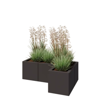 Tērauda puķu kaste - L-veida - 90 x 60 x 30 cm - Cita RAL krāsa - Bez pamatplates