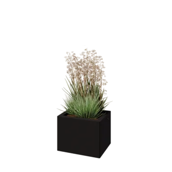 Tērauda puķu kaste - Taisnstūris - 40 x 30 x 30 cm - RAL9005 matēts (melns) - Bez pamatplates