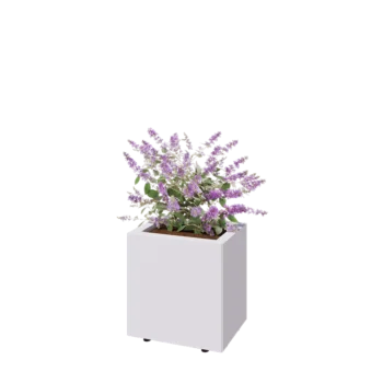 Tērauda puķu kaste - Taisnstūris - 40 x 30 x 40 cm - RAL9010 matēts (balts) - Ar pamatplati - Ar kājām