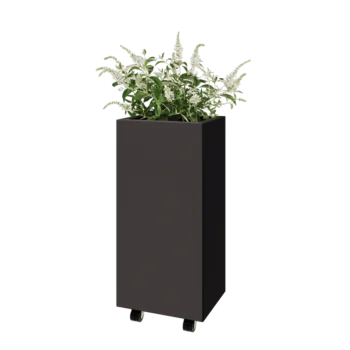 Tērauda puķu kaste - Taisnstūris - 40 x 30 x 80 cm - Cita RAL krāsa - Ar pamatplati - Ar riteņiem