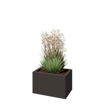 Tērauda puķu kaste - Taisnstūris - 50 x 30 x 30 cm - RAL7016 matēts (antracīta pelēks) - Ar pamatplati