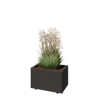 Tērauda puķu kaste - Taisnstūris - 50 x 30 x 30 cm - RAL7016 matēts (antracīta pelēks) - Ar pamatplati - Ar kājām