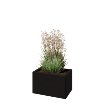 Tērauda puķu kaste - Taisnstūris - 50 x 30 x 30 cm - RAL9005 matēts (melns) - Bez pamatplates