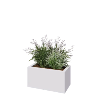 Tērauda puķu kaste - Taisnstūris - 60 x 30 x 30 cm - RAL9010 matēts (balts) - Bez pamatplates