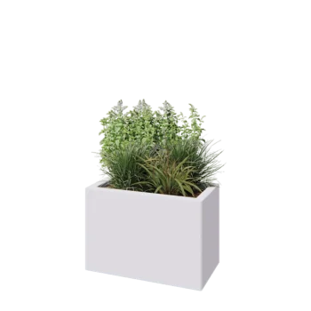 Tērauda puķu kaste - Taisnstūris - 60 x 30 x 40 cm - RAL9010 matēts (balts) - Bez pamatplates