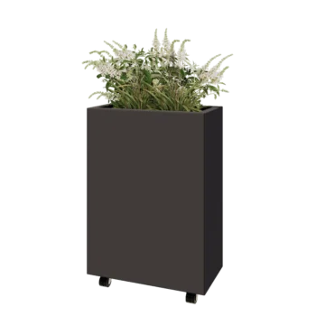 Tērauda puķu kaste - Taisnstūris - 60 x 30 x 80 cm - Cita RAL krāsa - Ar pamatplati - Ar riteņiem