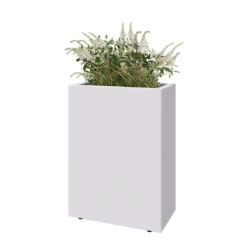Tērauda puķu kaste - Taisnstūris - 60 x 30 x 80 cm - RAL9010 matēts (balts) - Ar pamatplati - Ar kājām