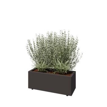 Tērauda puķu kaste - Taisnstūris - 80 x 30 x 30 cm - Cita RAL krāsa - Ar pamatplati - Ar kājām