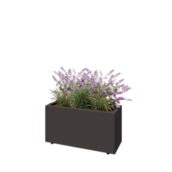Tērauda puķu kaste - Taisnstūris - 80 x 30 x 40 cm - Cita RAL krāsa - Ar pamatplati - Ar kājām