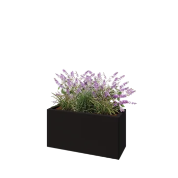 Tērauda puķu kaste - Taisnstūris - 80 x 30 x 40 cm - RAL9005 matēts (melns) - Bez pamatplates