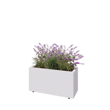 Tērauda puķu kaste - Taisnstūris - 80 x 30 x 40 cm - RAL9010 matēts (balts) - Ar pamatplati - Ar kājām