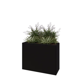 Tērauda puķu kaste - Taisnstūris - 80 x 30 x 60 cm - RAL9005 matēts (melns) - Bez pamatplates