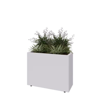 Tērauda puķu kaste - Taisnstūris - 80 x 30 x 60 cm - RAL9010 matēts (balts) - Ar pamatplati - Ar kājām
