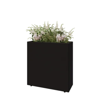 Tērauda puķu kaste - Taisnstūris - 80 x 30 x 80 cm - RAL9005 matēts (melns) - Ar pamatplati - Ar kājām
