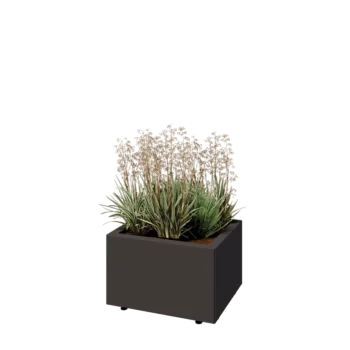 Tērauda puķu kaste - Taisnstūris - 50 x 40 x 30 cm - RAL7016 matēts (antracīta pelēks) - Ar pamatplati - Ar kājām